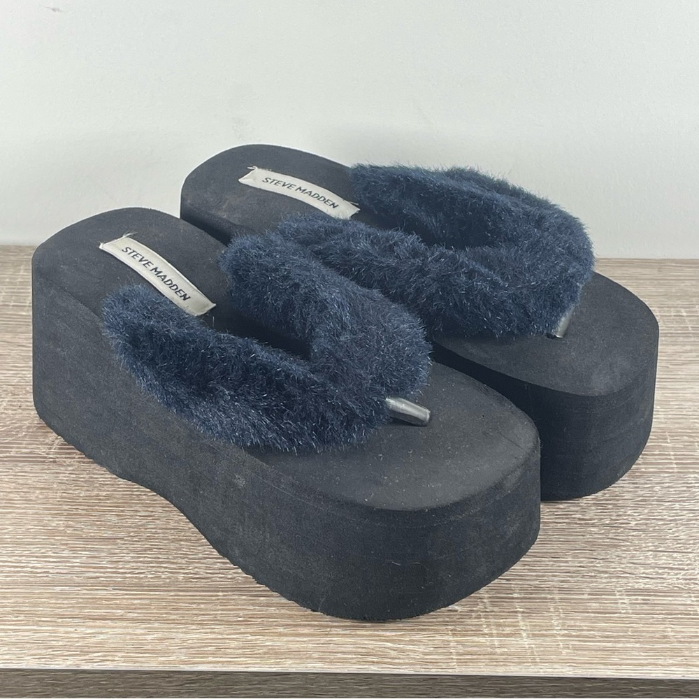 Y2K Steve Madden Platform Flip Flops Wedge Thong Sandals - Size 5